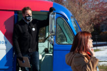 Dean listening to a candidate speak